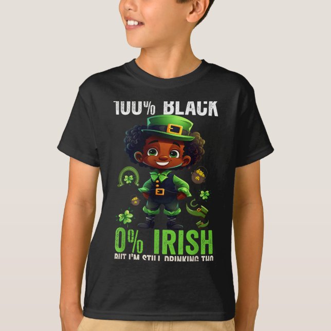T-shirt 0% Irish 100% Black -funny St. Patricks Day Black  (Devant)