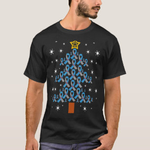 T-shirt 0 Ruban Bleu & Gris Sapin de Noël Diabète de Type 