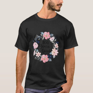 T-shirt 100 ans aimé 100e anniversaire floral 100 ans