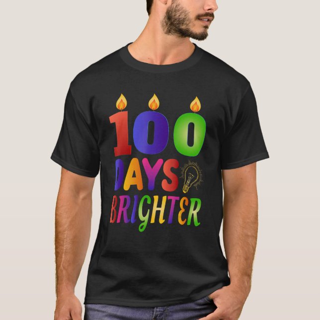 T-shirt 100 Days Brighter  100th Day  for Teacher Kids (Devant)