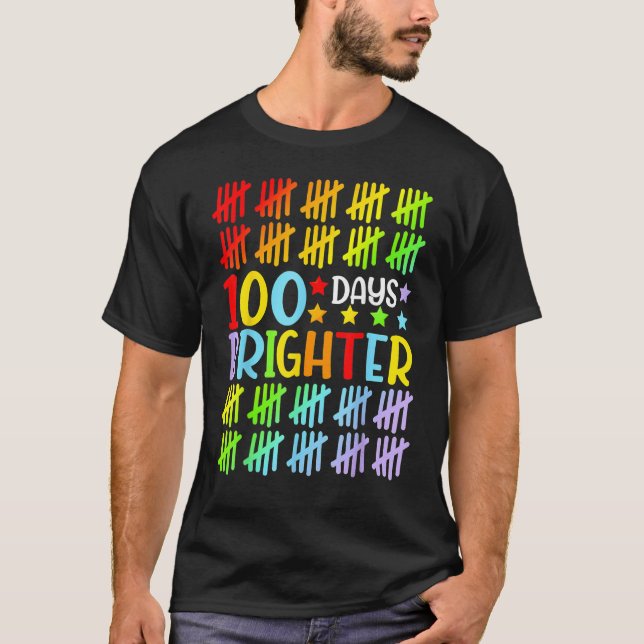 T-shirt 100 Days Brighter Happy 100th Day Of School Studen (Devant)