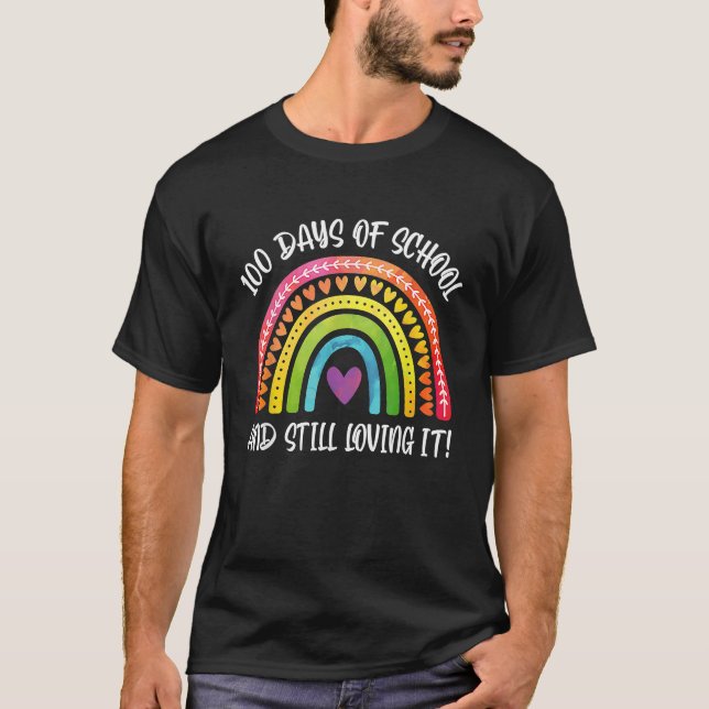 T-shirt 100 Days Brighter Rainbow for Teacher Happy 100th  (Devant)
