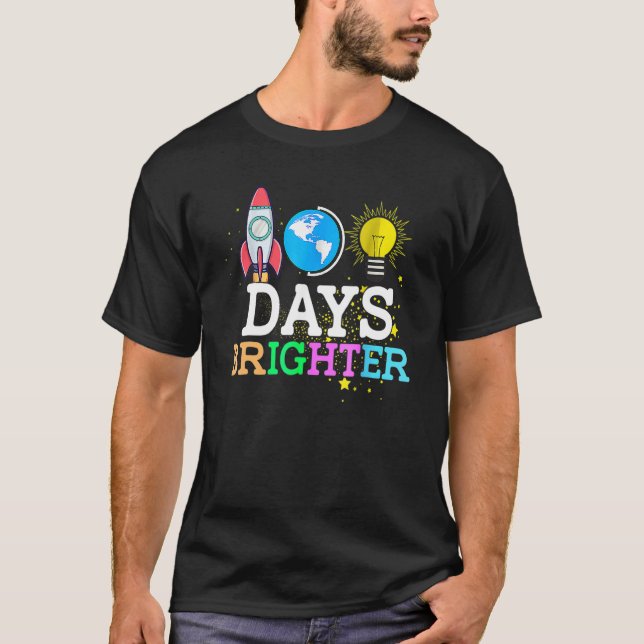 T-shirt 100 Days Brighter Teacher Student Happy 100th Day  (Devant)
