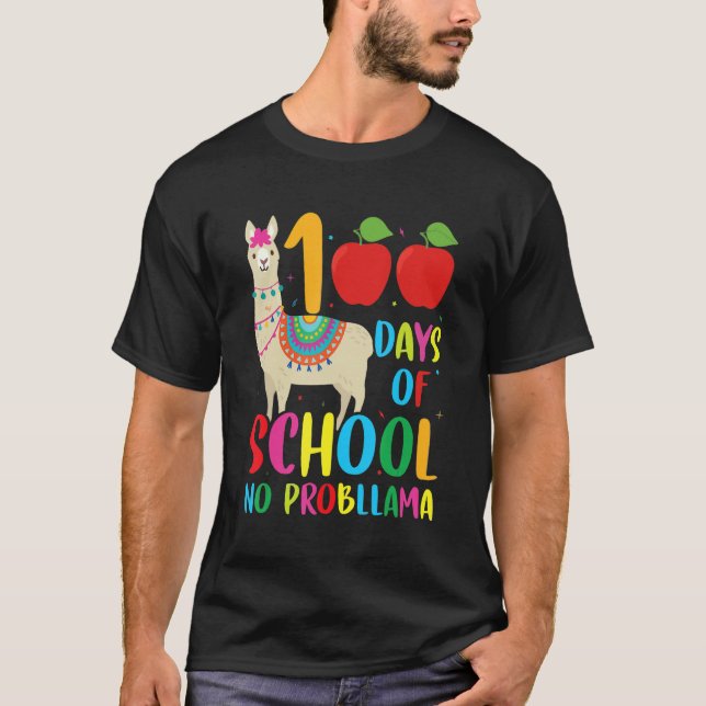T-shirt 100 Days Llama Alpaca Pun Meme Sarcastic 100th Day (Devant)