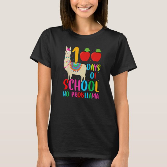 T-shirt 100 Days Llama Alpaca Pun NoprobLlama 100th Day of (Devant)