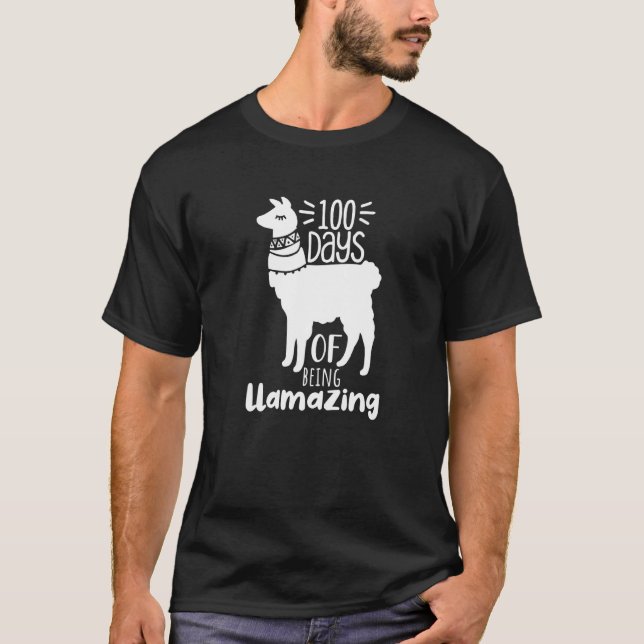T-shirt 100 Days Llama Pun Meme Sarcastic 100th Day of Sch (Devant)