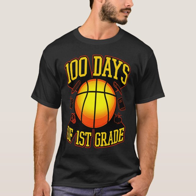 T-shirt 100 Days Of 1st Grade Themed Basketball Player (Devant)