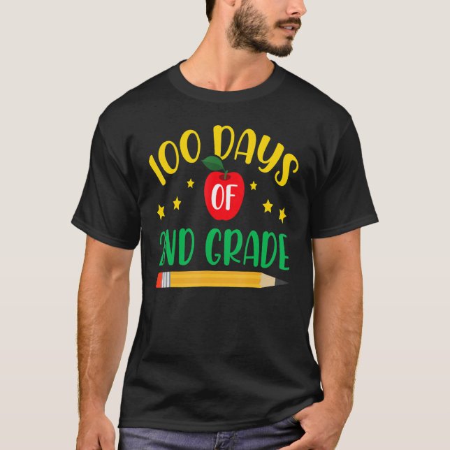 T-shirt 100 Days Of 2nd Grade Student Girls Boys 100 Days  (Devant)