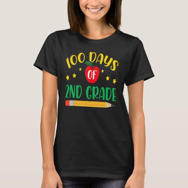 T-shirt 100 Days Of 2nd Grade Student Girls Boys 100 Days  (Devant)