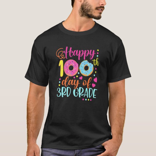 T-shirt 100 Days of 3rd Grade Teacher Kids Smarter Donuts  (Devant)