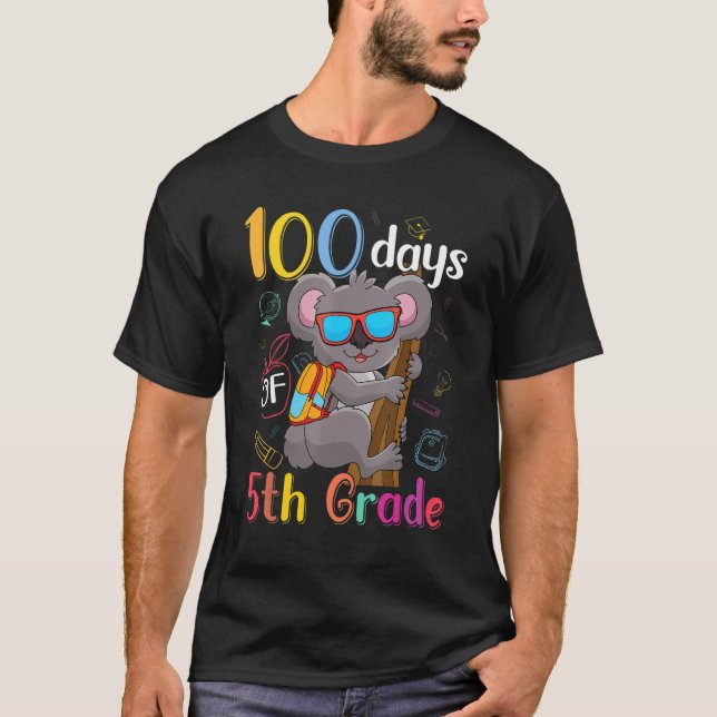 T-shirt 100 Days Of 5th Grade Koala 100th Day School Fifth (Devant)