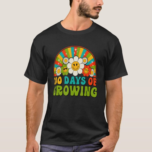 T-shirt 100 Days Of Growing Retro Teacher Kids Happy 100th (Devant)