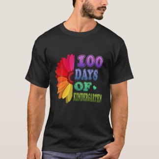 T-shirt 100 Days Of Kindergarten Floral Teacher 100 Days S