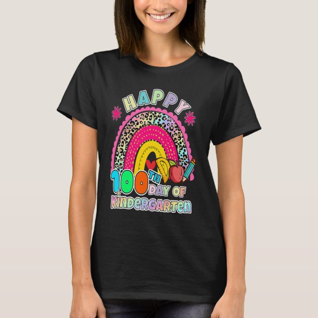 T-shirt 100 Days Of Kindergarten  Happy 100th Day Of Schoo (Devant)
