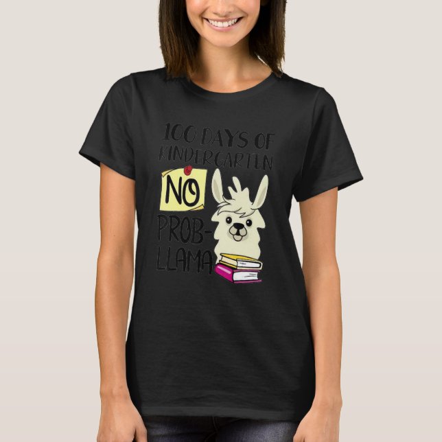 T-shirt 100 Days Of Kindergarten No Prob Llama 100 Days Of (Devant)
