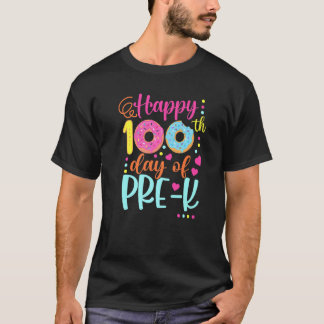 T-shirt 100 Days of Pre-k Teacher Kids Smarter Donuts Prem