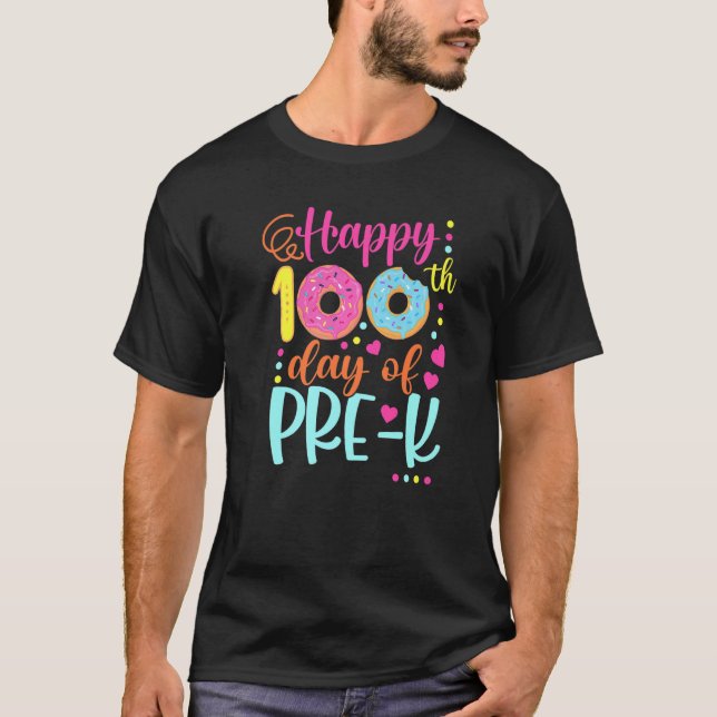 T-shirt 100 Days of Pre-k Teacher Kids Smarter Donuts Prem (Devant)