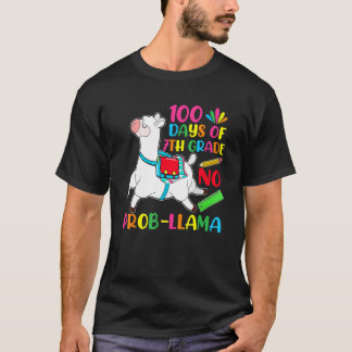 T-shirt 100 Days Of School 7th Grade No Prob Llama Teacher