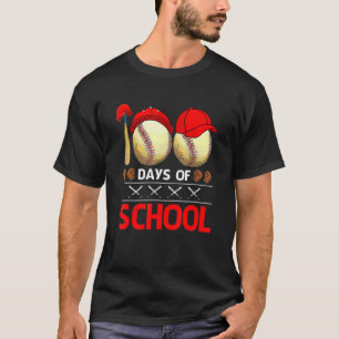T-shirt 100 Days Of School Baseball 100 Days Smarter 100t