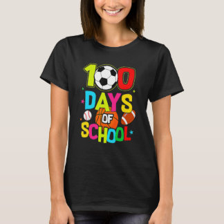 T-shirt 100 Days Of School Baseball Basketball Soccer Foot