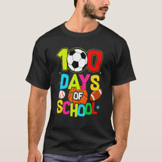 T-shirt 100 Days Of School Baseball Basketball Soccer Foot