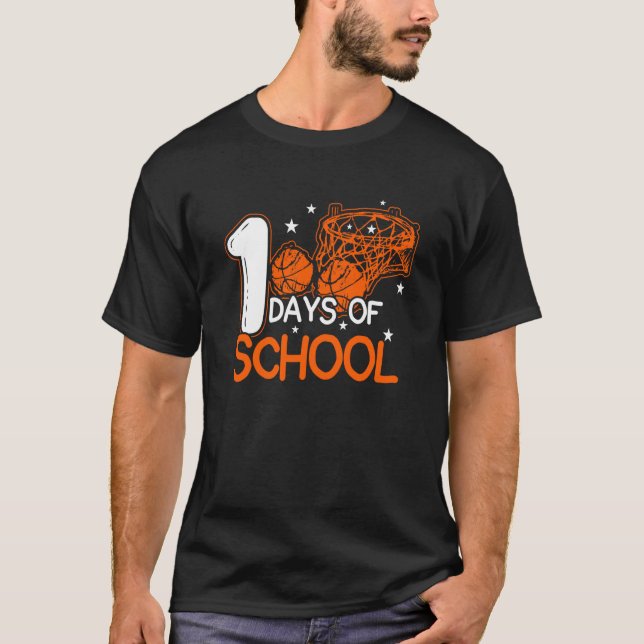 T-shirt 100 Days Of School Basketball Dunking Student (Devant)
