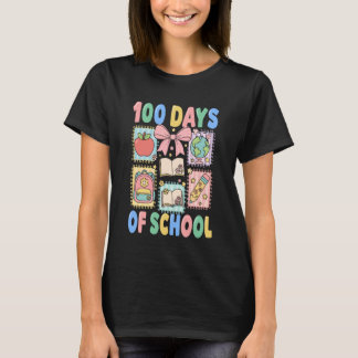 T-shirt 100 Days of School Coquette 100 Days Smarter 100th