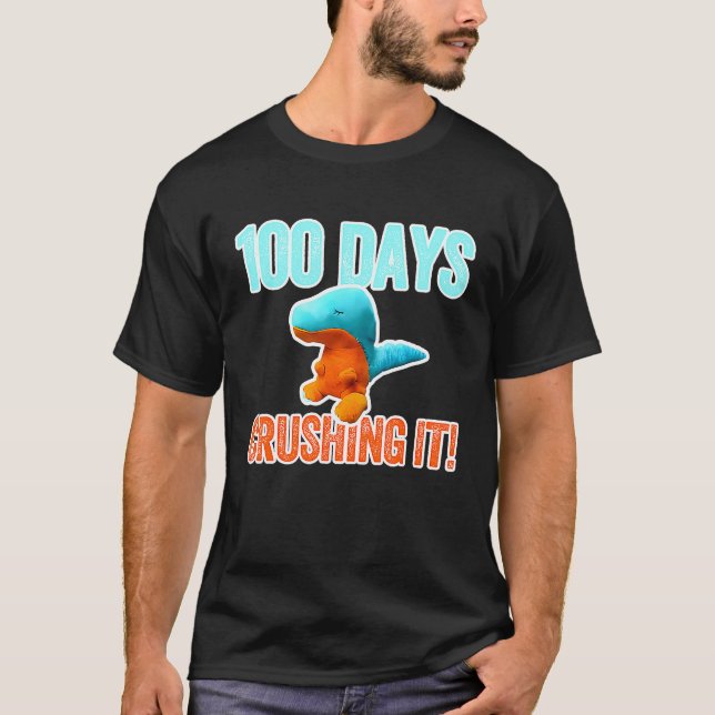 T-shirt 100 days of school dinosaur kindergarten pre k cut (Devant)