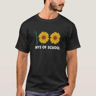 T-shirt 100 Days Of School Funny Flower Floral Yellow Sunf