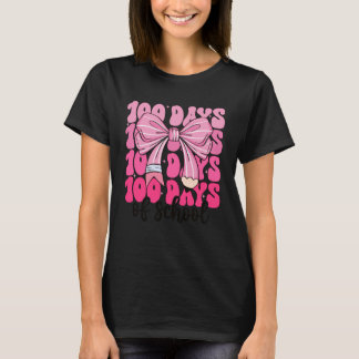T-shirt 100 Days of School Girls Coquette Bow 100th Day of