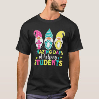 T-shirt 100 Days Of School Gnome Teacher Kids 100th Day Fu