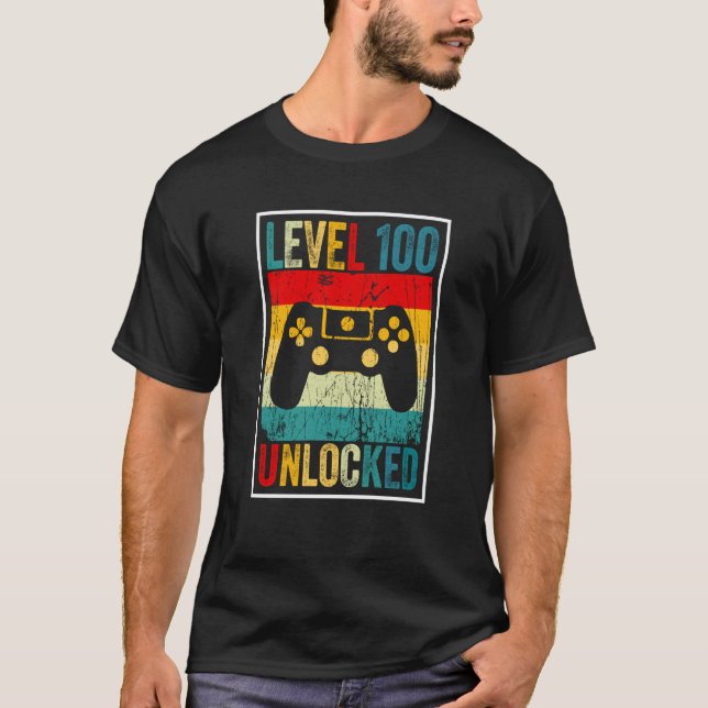 T-shirt 100 Days Of School Level Unlocked Gamer Video Game (Devant)