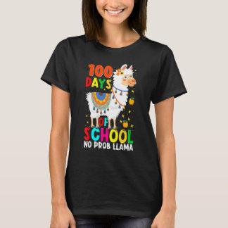 T-shirt 100 Days Of School No Prob Llama Llama Teacher And