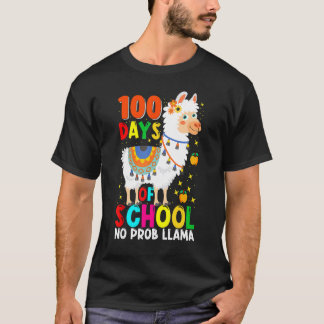 T-shirt 100 Days Of School No Prob Llama Llama Teacher And