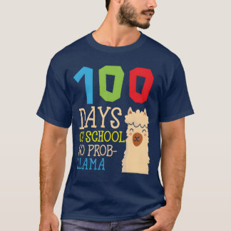 T-shirt 100 Days Of School No Probllama Animal Llama girl