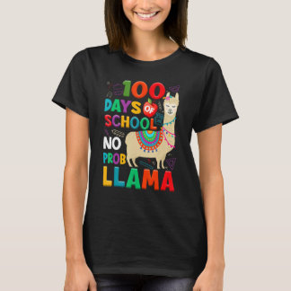 T-shirt 100 Days of School No Probllama Llama 100th Day Te