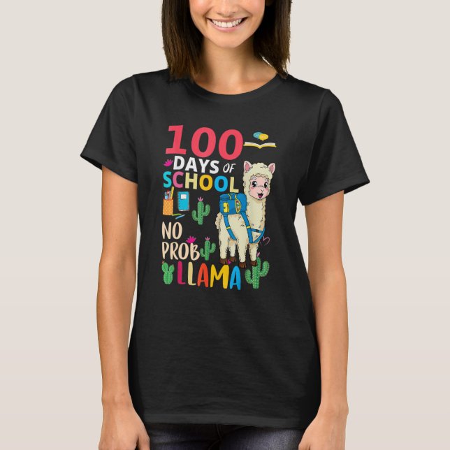 T-shirt 100 Days Of School No Probllama Llama 6th Grade Te (Devant)