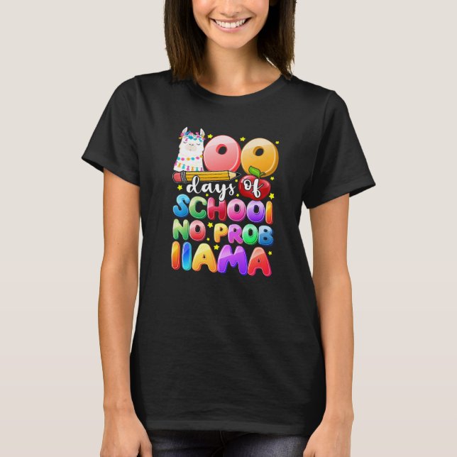 T-shirt 100 Days of School No Probllama Llama Gift Kids Gi (Devant)