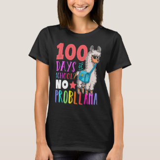 T-shirt 100 Days Of School No Probllama Llama Happy 100th 
