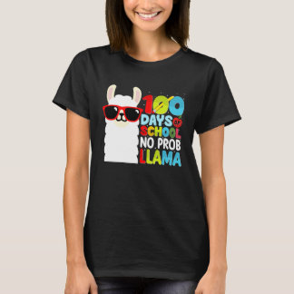 T-shirt 100 Days Of School No Probllama Llama Lover Studen