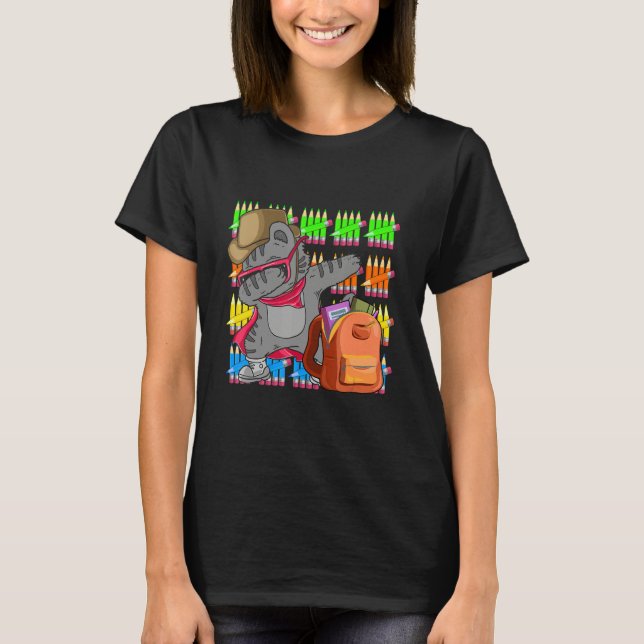 T-shirt 100 Days Of School pencil Dabbing cat smarter stud (Devant)
