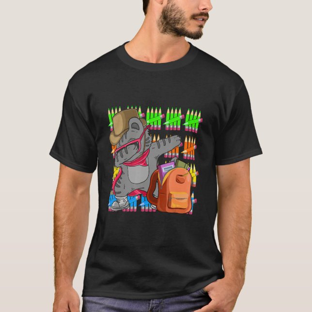 T-shirt 100 Days Of School pencil Dabbing cat smarter stud (Devant)