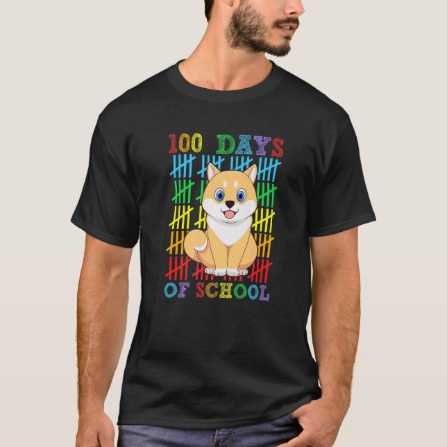 T-shirt 100 Days of School Shiba Inu Dog Lover Cool 100th  (Devant)