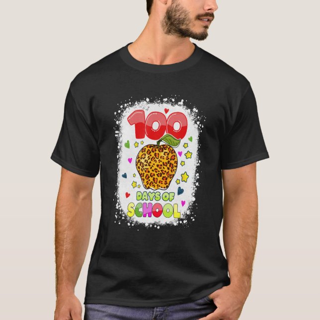 T-shirt 100 Days Of School Shirt For Teachers Kids Leopard (Devant)