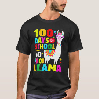 T-shirt 100 Days Of School Shirt No Probllama Llama 100th 