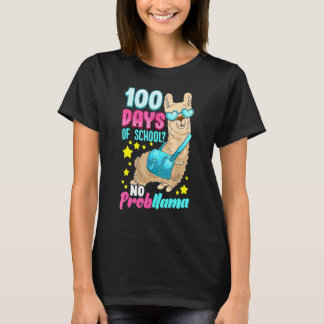 T-shirt 100 Days Of School Shirt No Probllama Llama 100th 