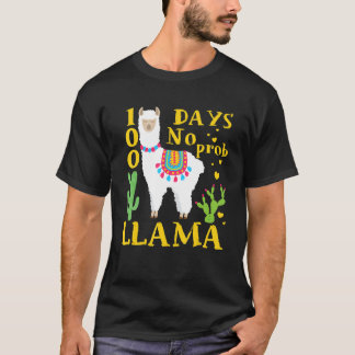 T-shirt 100 Days Of School Shirt No Probllama Llama Teache