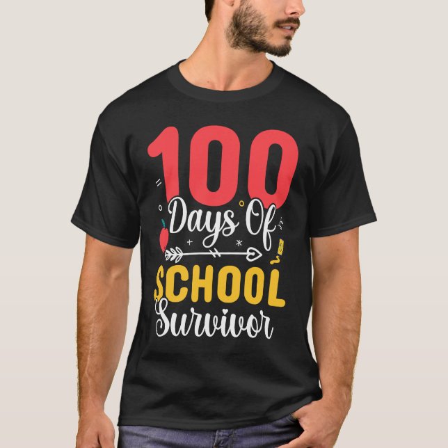 T-shirt 100 Days Of School Survivor  100 Days of School (Devant)