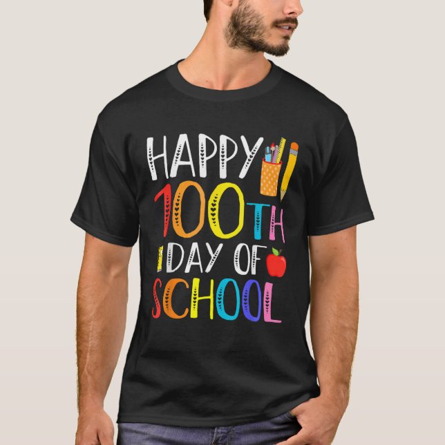 T-shirt 100 Days Of School Teacher And Student (Devant)