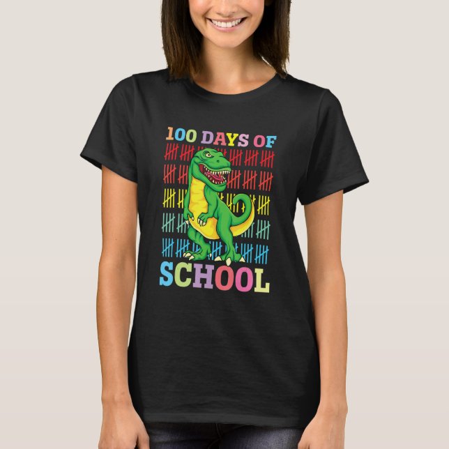 T-shirt 100 Days Of School Trex 100 Days Smarter 100th Day (Devant)